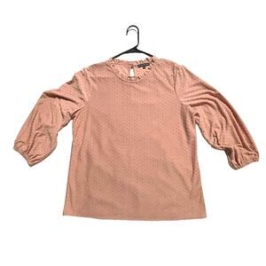 Adrianna Papell Women's L Blouse Top Pink Textured Dot Feminine Romantic EUC